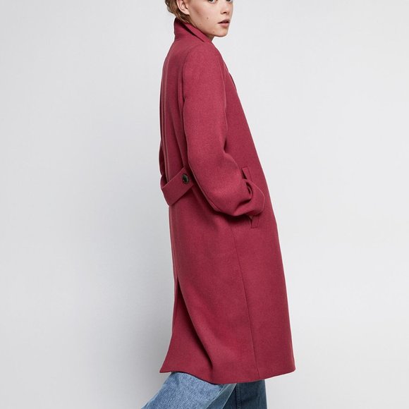 COPY - ZARA PINK MARL LONG WOOL COAT PINK MARL - Picture 9 of 15
